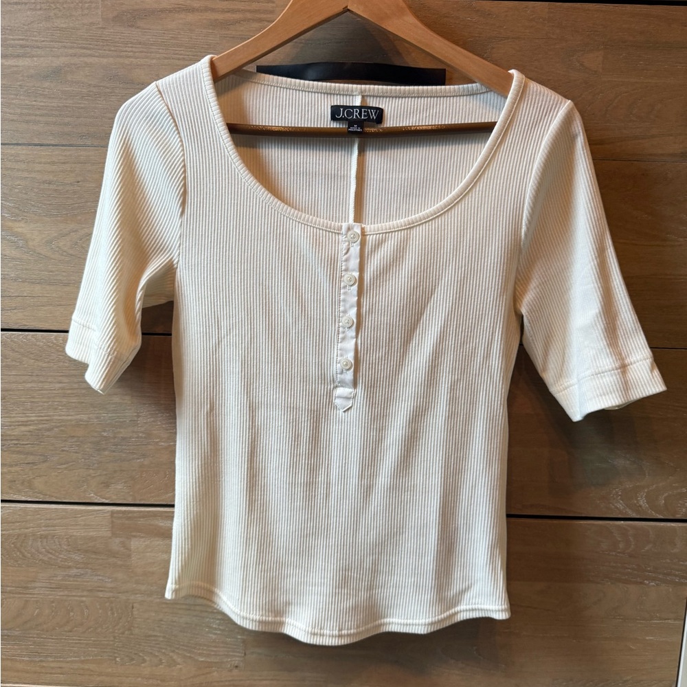 J. Crew ribbed henley with elbow length sleeves